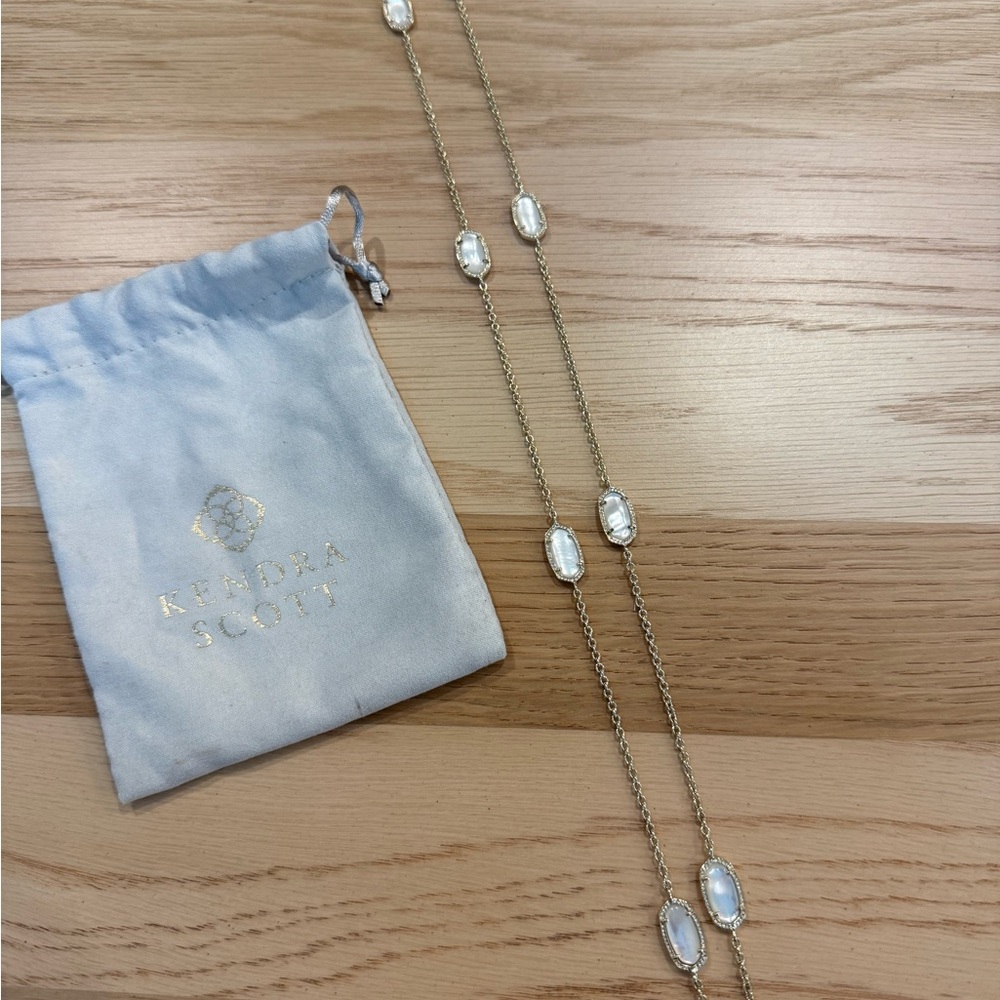 Kendra Scott Gold Necklace with pearl white Stones